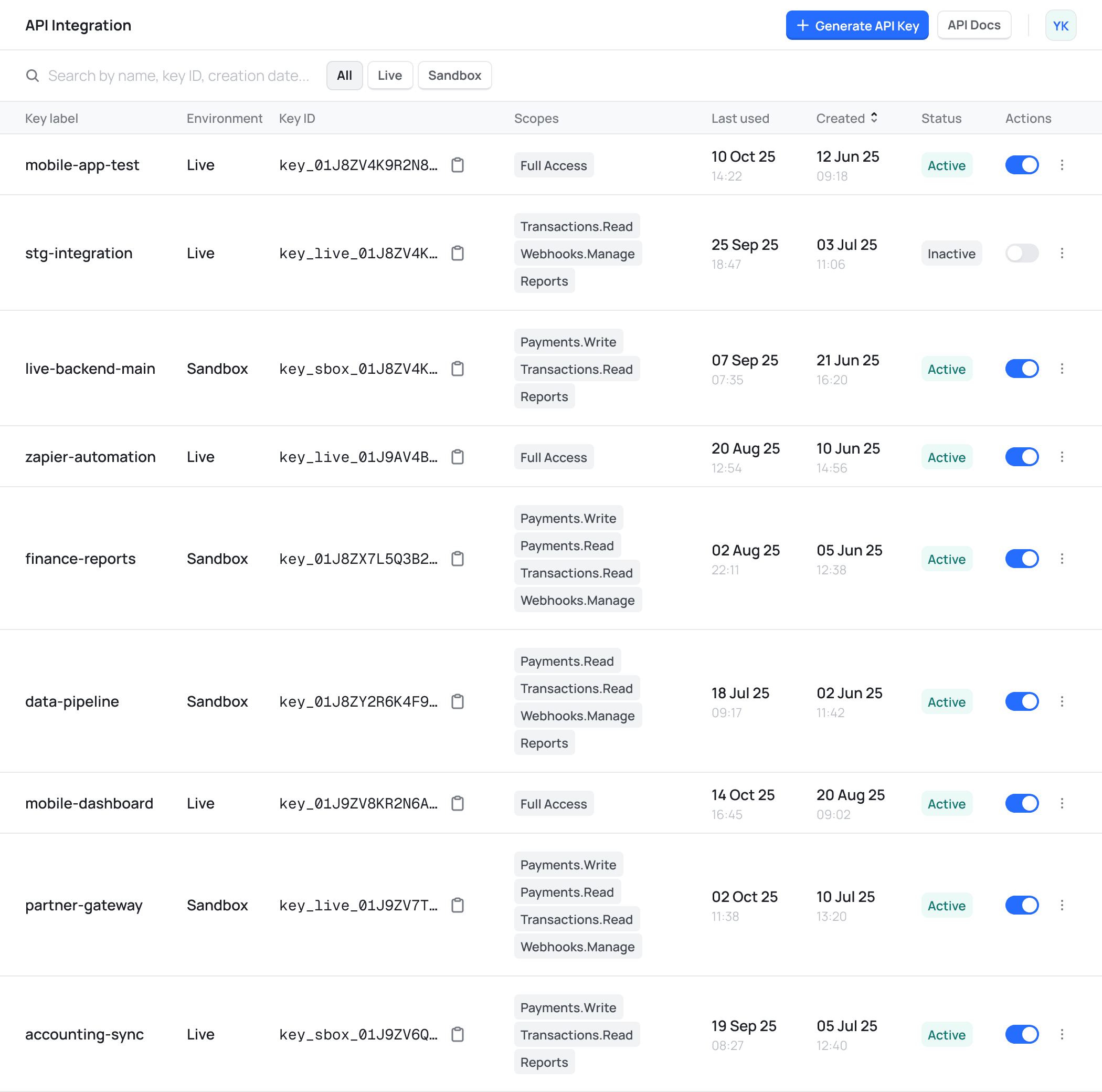 Genpaid API Integration screen