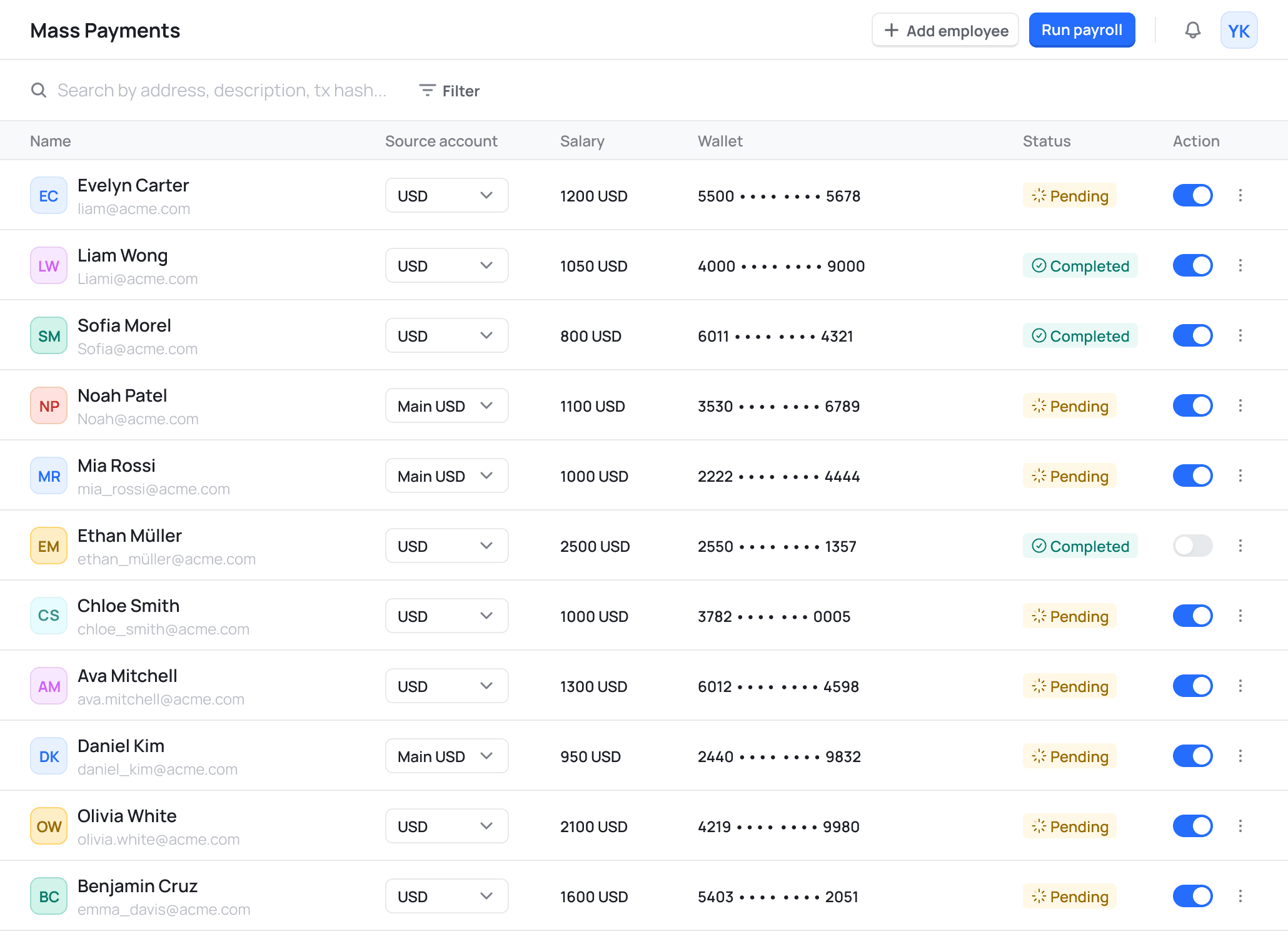 Genpaid Mass payments screenshot