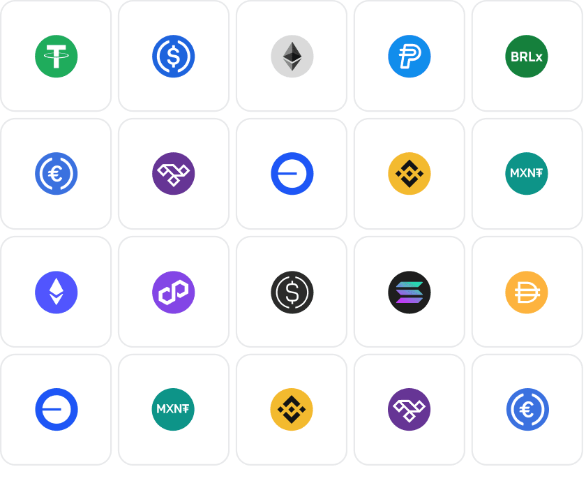 Grid of available stablecoins